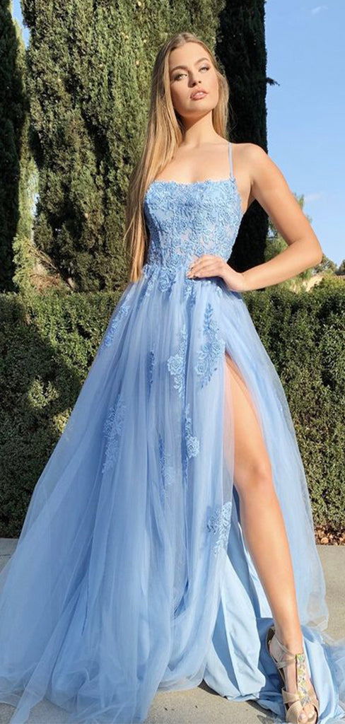 light blue long dresses